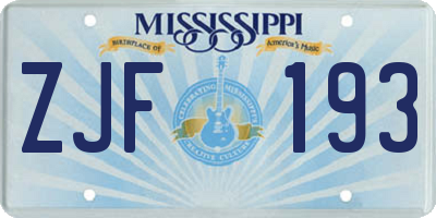 MS license plate ZJF193