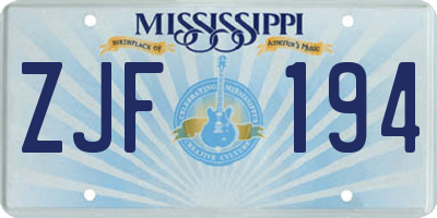 MS license plate ZJF194