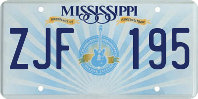 MS license plate ZJF195