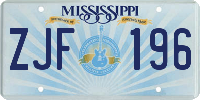 MS license plate ZJF196