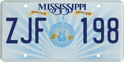MS license plate ZJF198