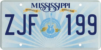 MS license plate ZJF199