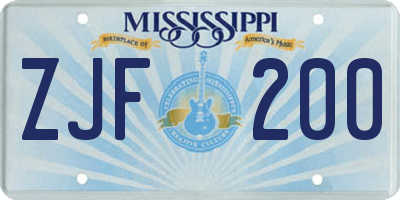 MS license plate ZJF200