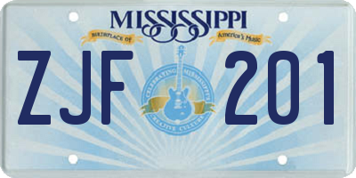 MS license plate ZJF201