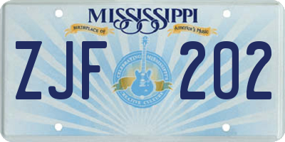 MS license plate ZJF202