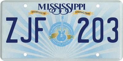 MS license plate ZJF203