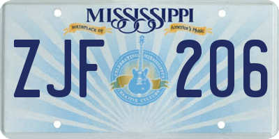 MS license plate ZJF206