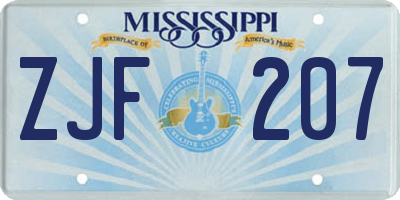 MS license plate ZJF207