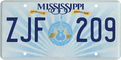 MS license plate ZJF209
