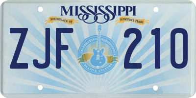 MS license plate ZJF210