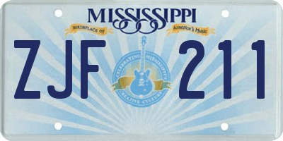 MS license plate ZJF211
