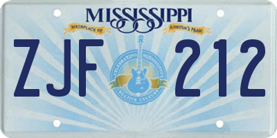 MS license plate ZJF212