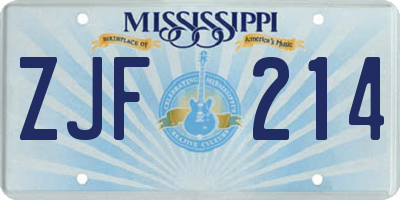 MS license plate ZJF214