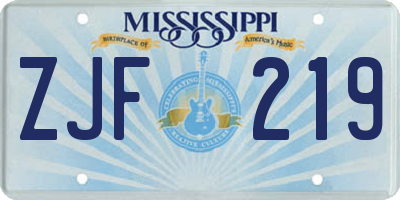 MS license plate ZJF219