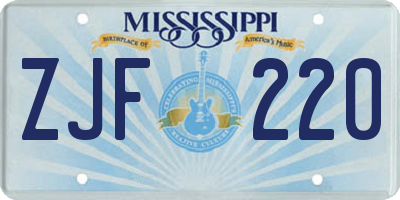 MS license plate ZJF220