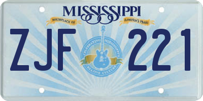 MS license plate ZJF221