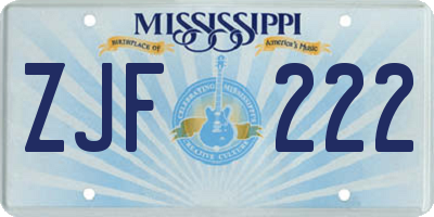 MS license plate ZJF222