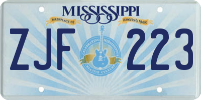 MS license plate ZJF223