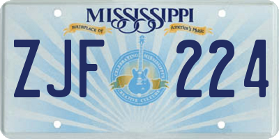 MS license plate ZJF224