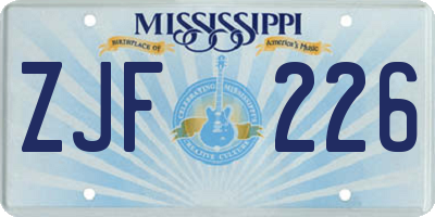 MS license plate ZJF226