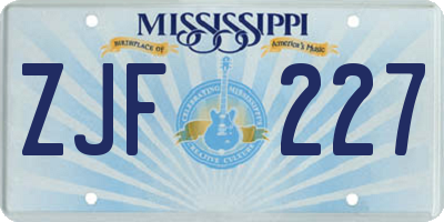 MS license plate ZJF227