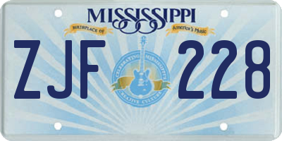 MS license plate ZJF228