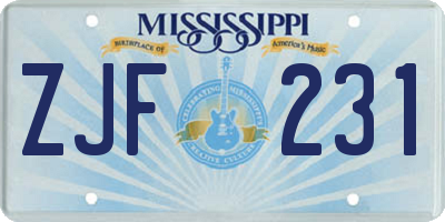 MS license plate ZJF231