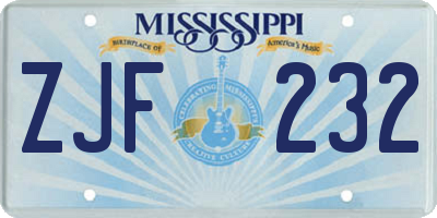 MS license plate ZJF232