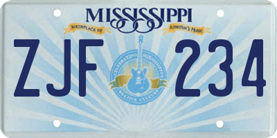 MS license plate ZJF234