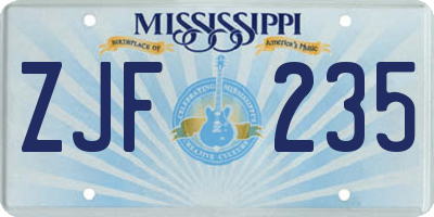 MS license plate ZJF235