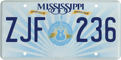 MS license plate ZJF236
