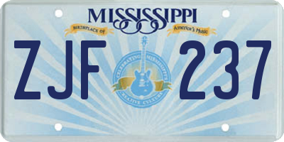 MS license plate ZJF237