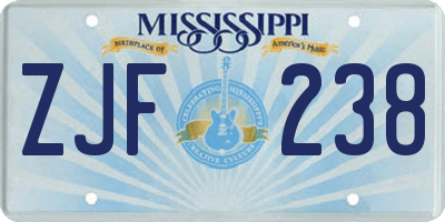 MS license plate ZJF238
