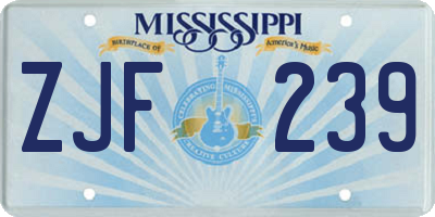 MS license plate ZJF239