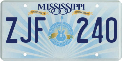 MS license plate ZJF240