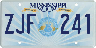 MS license plate ZJF241