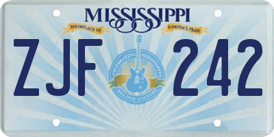 MS license plate ZJF242
