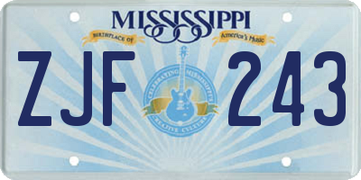 MS license plate ZJF243