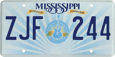 MS license plate ZJF244