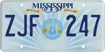 MS license plate ZJF247