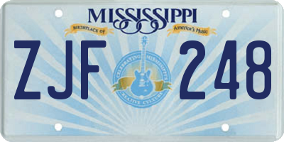 MS license plate ZJF248