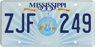 MS license plate ZJF249