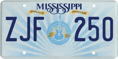 MS license plate ZJF250