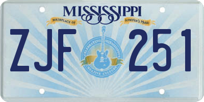 MS license plate ZJF251