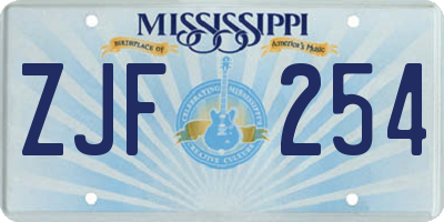 MS license plate ZJF254