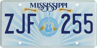 MS license plate ZJF255