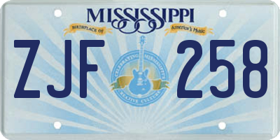 MS license plate ZJF258