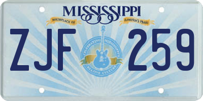 MS license plate ZJF259