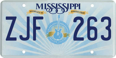 MS license plate ZJF263