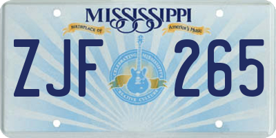MS license plate ZJF265